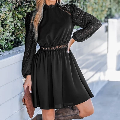 Women's Lace Mock Neck Mini Dress - Cupshe 1 Women's Lace Mock Neck Mini Dress - Cupshe