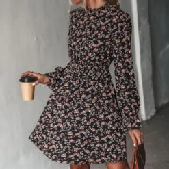 Women's Ditsy Floral Long Sleeve A-Line Mini Dress Smocked Dress - Cupshe - Black -BLAZER GUEST 7fefa085 1255 4572 a7ca 4425c6001386
