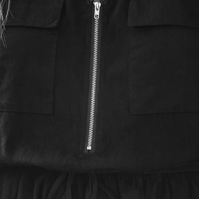 Women's Shadow Zip-Up Drawstring Waist Romper - Cupshe 1 Women's Shadow Zip-Up Drawstring Waist Romper - Cupshe