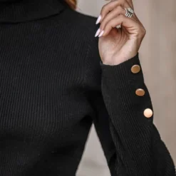 Women's Rib Turtleneck Fitted Sweater - Cupshe