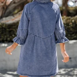 Women's Denim Button-Front Ruffled Mini Dress - Cupshe -BLAZER GUEST 81c9d699 5d33 4709 8866 e8daaa659d3c