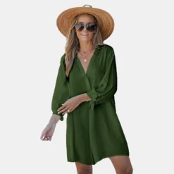 Women's Tie Cuff Button-Front Cover-Up Dress - Cupshe -BLAZER GUEST 8327af0d d0ac 4e8c 87ad b70ff28ccb1b