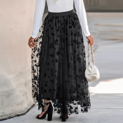 Women's Floral Embroidery Mesh High Waist Skirt - Cupshe 3 Women's Floral Embroidery Mesh High Waist Skirt - Cupshe - Image 3