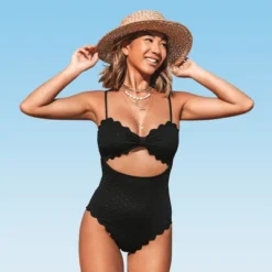 Women's Cutout Scallop Trim One Piece Swimsuit -Cupshe -BLAZER GUEST 83ce91af 3e6f 4430 876b 7e9b3428c57c