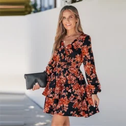 Women's Floral Print Smocked Ruffled Mini Dress - Cupshe -BLAZER GUEST 83df037d 6c95 44bf bae2 f86fdf2c484a