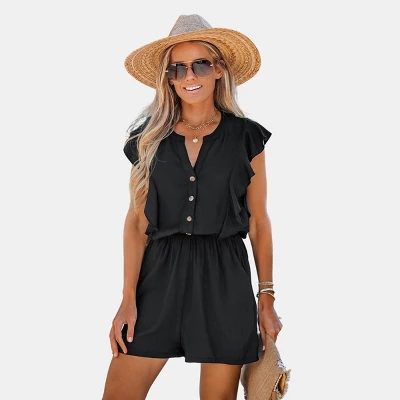 Women's Ruffled Button-Front Romper - Cupshe 7 Women's Ruffled Button-Front Romper - Cupshe - Image 7