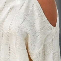 Women's Checker Cutout Shoulder Long Sleeve Sweater - Cupshe -BLAZER GUEST 84f9b368 5019 4c76 b23e f4e843a12d15