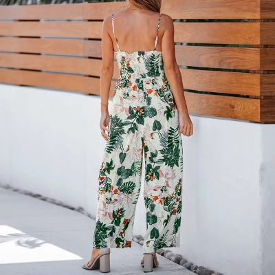 Women's Tropical Smocked Cami Jumpsuit - Cupshe 4 Women's Tropical Smocked Cami Jumpsuit - Cupshe - Image 4