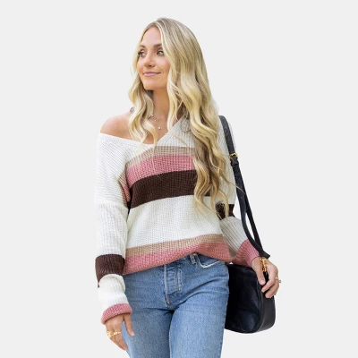 Women's Striped Drop Sleeve Rib Sweater - Cupshe 7 Women's Striped Drop Sleeve Rib Sweater - Cupshe - Image 7