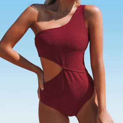 Women's One Shoulder Cutout One Piece Swimsuit - Cupshe 4 Women's One Shoulder Cutout One Piece Swimsuit - Cupshe - Image 4