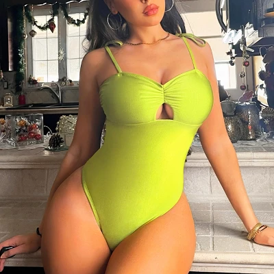 Women's Ruched Tie Strap One Piece Swimsuit -Cupshe 1 Women's Ruched Tie Strap One Piece Swimsuit -Cupshe