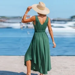 Women's Elegant Sleeveless Ruched Waist Beach Maxi Dress - Cupshe -BLAZER GUEST 87d50cef 98f5 45e3 a345 c167d97c6292