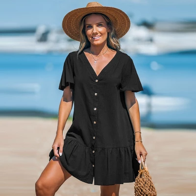 Women's V-Neck Flounce Mini Dress - Cupshe 5 Women's V-Neck Flounce Mini Dress - Cupshe - Image 5