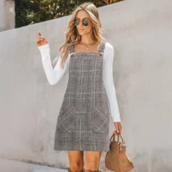 Women's Chic Gray Plaid Suspender Mini Dress - Cupshe -BLAZER GUEST 880c98ec 0eb4 400c a1c9 6721f19f005f
