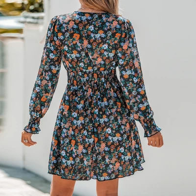 Women's Floral Print Smocked Mini A-line Dress - Cupshe 3 Women's Floral Print Smocked Mini A-line Dress - Cupshe - Image 3
