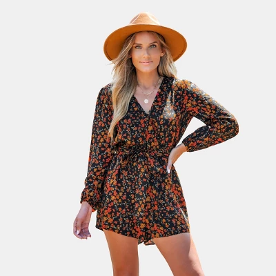 Women's Belted Ditsy Floral Print Romper - Cupshe 7 Women's Belted Ditsy Floral Print Romper - Cupshe - Image 7