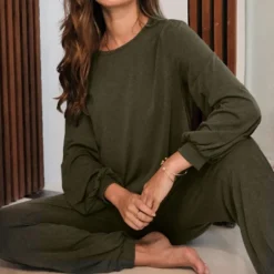 Women's Cozy Elastic Waist Long Sleeves & Pants Pajama Sets - Cupshe -BLAZER GUEST 890763f3 a967 4fad 955e da82173529fb