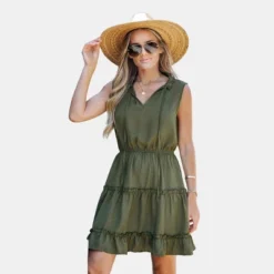 Women's Ruffled Tie Neck Mini Dress - Cupshe -BLAZER GUEST 8a74b67c 7e29 4395 8139 c1fc2c5d1f92