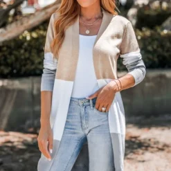 Women's Colorblock Open-Front Longline Cardigan - Cupshe -BLAZER GUEST 8c4983f0 c0d9 495c a7bb 9d28ab4b8ef0