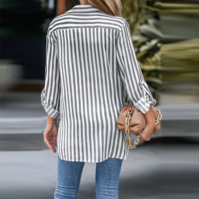 Women's Striped Button-Front Pocket Shirt - Cupshe 3 Women's Striped Button-Front Pocket Shirt - Cupshe - Image 3