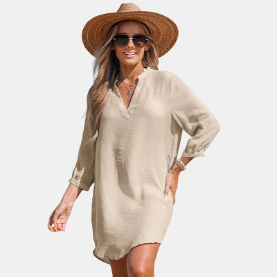 Women's V-Neck Mini Cover-Up Dress - Cupshe 6 Women's V-Neck Mini Cover-Up Dress - Cupshe - Image 6
