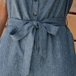 Women's Belted V-Neck Buttoned Jumpsuit - Cupshe