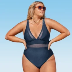 Women's Plus Size V Neck Mesh Sheer One Piece Swimsuit -Cupshe -BLAZER GUEST 8f61ca30 16e9 4acb 982a d232b50f2318