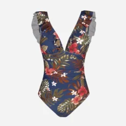 Women's Floral Ruffled Lace Up One Piece Swimsuit - Cupshe -BLAZER GUEST 907a528b bb35 45d3 aef4 5ed8e817f87f