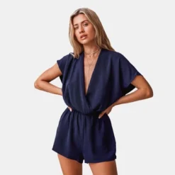 Women's Deep Blue Blouson Romper - Cupshe -BLAZER GUEST 91372576 9c7a 4d52 94bb de04d3f36cf5