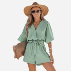 Women's Belted Surplice Short Romper - Cupshe 12 Women's Belted Surplice Short Romper - Cupshe -BLAZER GUEST 91416d06 ea89 4397 b348 369f89723a5a
