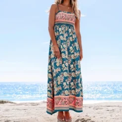 Women's Boho Chic Floral Print Maxi Dress With Smocked Bodice -Cupshe -BLAZER GUEST 91fbc522 d7fd 43b5 a2ff 4703e0eb7cbf