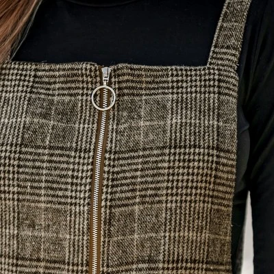 Women's Plaid O-Ring Zip Mini Pinafore Dress - Cupshe 5 Women's Plaid O-Ring Zip Mini Pinafore Dress - Cupshe - Image 5