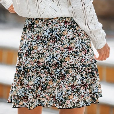 Women's Ditsy Floral Drawstring A-Line Skirt - Cupshe 4 Women's Ditsy Floral Drawstring A-Line Skirt - Cupshe - Image 4