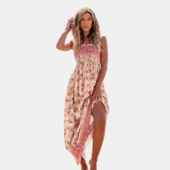 Women's Boho Chic Floral Print Maxi Dress With Smocked Bodice -Cupshe -BLAZER GUEST 9305aa46 ed54 47da 9c98 fa3fc84a7d86