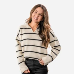 Women's Striped V-Neck Collar Sweater - Cupshe 15 Women's Striped V-Neck Collar Sweater - Cupshe -BLAZER GUEST 9494ab57 7eac 4c29 a248 bbee8012f177