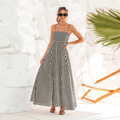 Women‘s Striped Spaghetti Strap Maxi Tiered Dress - Cupshe 3 Women‘s Striped Spaghetti Strap Maxi Tiered Dress - Cupshe - Image 3