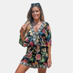 Women's Floral Print Tie Waist Romper - Cupshe -BLAZER GUEST 96feede3 6469 4128 909c 4afd569d0c1d