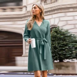 Women's Cozy Knit Wrap V-Neckline Sweater Dress - Cupshe 12 Women's Cozy Knit Wrap V-Neckline Sweater Dress - Cupshe -BLAZER GUEST 978cd9c8 6365 426e bdc1 24abf352c241