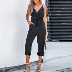 Women's Drawstring Jogger Jumpsuit - Cupshe