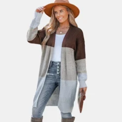 Women's Striped Purl Knit Open Front Cardigan - Cupshe -BLAZER GUEST 97ea6464 c714 4a50 a9c0 55b449573ccb