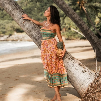 Women's Floral Paisley Smocked Maxi Dress -Cupshe 2 Women's Floral Paisley Smocked Maxi Dress -Cupshe - Image 2