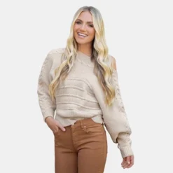 Women's Toasty Crochet Knit Drop Shoulder Sweater - Cupshe -BLAZER GUEST 984f1c20 6f3e 4ae4 88b8 6a158e00359d