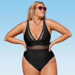 Women's Plus Size V Neck Mesh Sheer One Piece Swimsuit -Cupshe -BLAZER GUEST 98f1e0b6 96e0 42d1 ba91 ea22e9562e1b