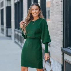 Women's Cozy Emerald Green Knit Blouson Sleeve Sweater Dress -Cupshe 8 Women's Cozy Emerald Green Knit Blouson Sleeve Sweater Dress -Cupshe -BLAZER GUEST 99cb0b26 0403 40cd b7d7 3d5cfac899db