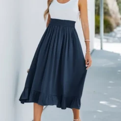 Women's Midnight Blue Ruffled Midi Dress - Cupshe -BLAZER GUEST 9ae0532e a577 49bb b6ec 430bddba0fa5