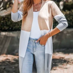 Women's Colorblock Open-Front Longline Cardigan - Cupshe -BLAZER GUEST 9b07625d 5731 4aaf a7df 00b9ab75a453