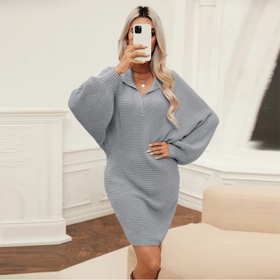 Women's Chunky Knit V-Neck Collar Sweater Dress - Cupshe 1 Women's Chunky Knit V-Neck Collar Sweater Dress - Cupshe