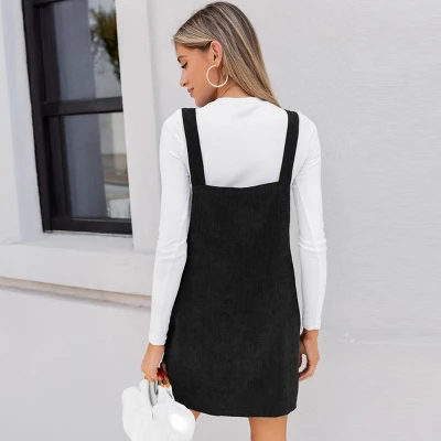 Women's Corduroy Square Neck Overall Dress - Cupshe 2 Women's Corduroy Square Neck Overall Dress - Cupshe - Image 2
