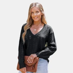 Women's Pointelle Knit V-Neck Sweater - Cupshe -BLAZER GUEST 9bbf4b20 9b2e 4e48 a3c9 1ff4e1e79678