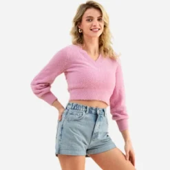 Women's V Neck Pull Over Crop Long Sleeve Sweater - Cupshe 11 Women's V Neck Pull Over Crop Long Sleeve Sweater - Cupshe -BLAZER GUEST 9c1b4330 af0d 4b23 af76 6ccf3a1fc281